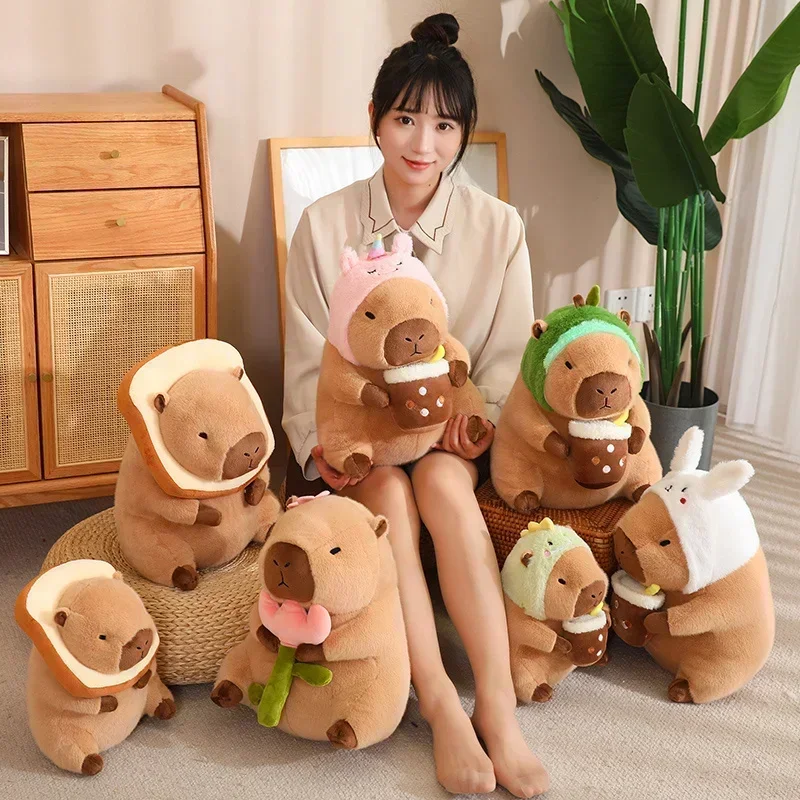 Kawaii Anime Capybara Bread Plush Toy Creative Stuffed Animals Capybara Toast Doll Girl Birthday Toys Girlfriend Cute Gift