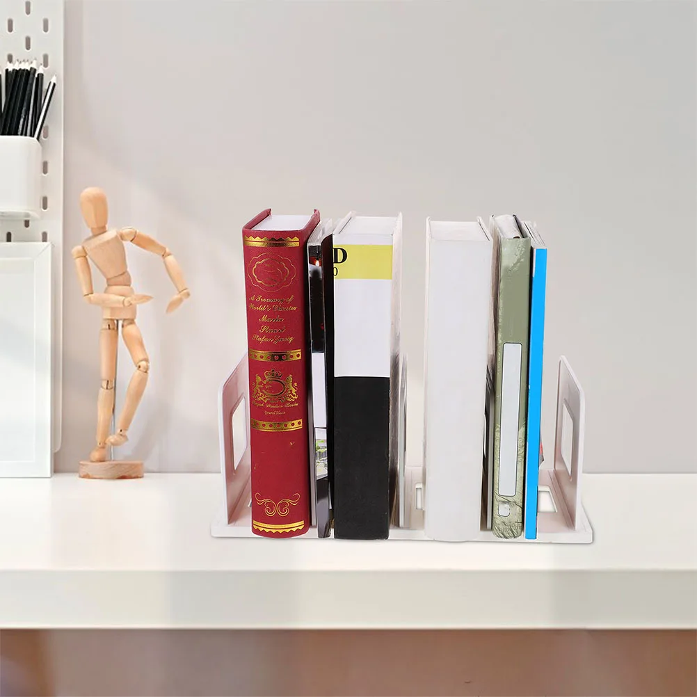 

2Pcs Book Stand Organizer Plastic Desk File Holder Modern White Magazine Rack Vertical File Sorters for Office Classroom Desktop