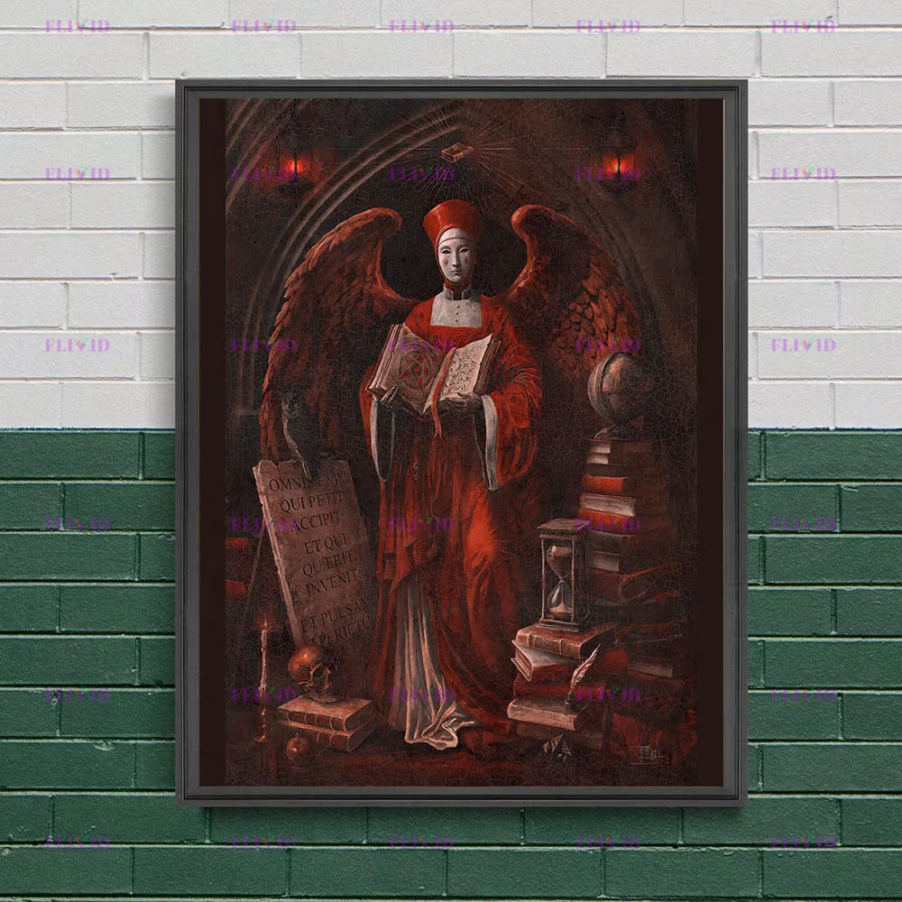 Gothic Renaissance Style Angel ArtPoster Print, Dark Academia Alchemist Abstract Canvas Wall Art,Home Decor Unframed