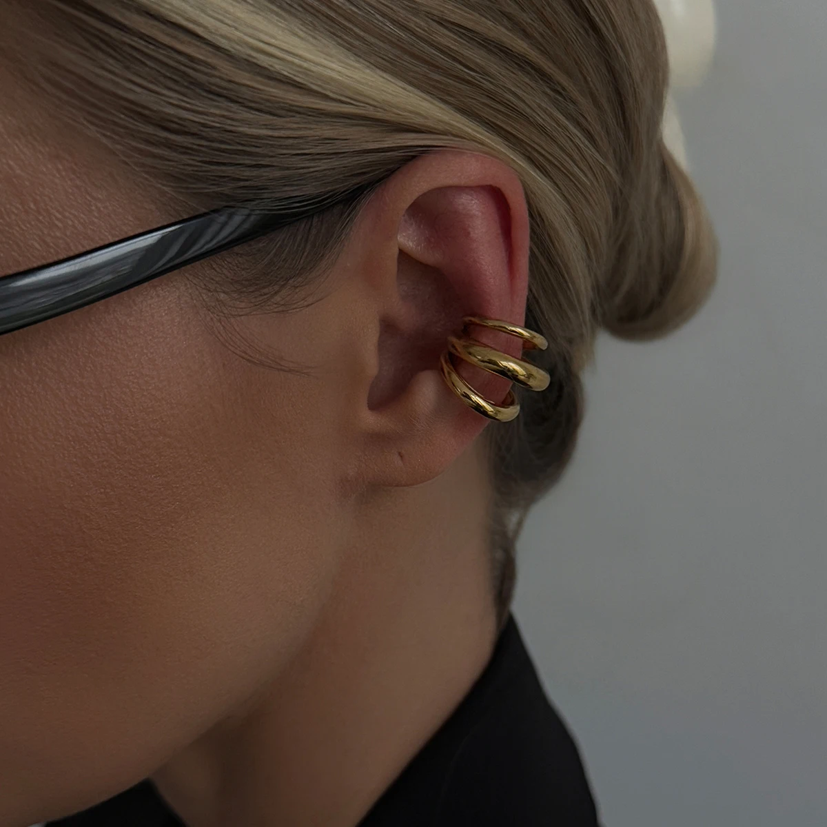 PuRui Trendy C-shaped Stainless Steel Clip  Earrings Women Women Hip-Hop Multi-layer Geometric Ear Cuffs Non-Piercing Earrings