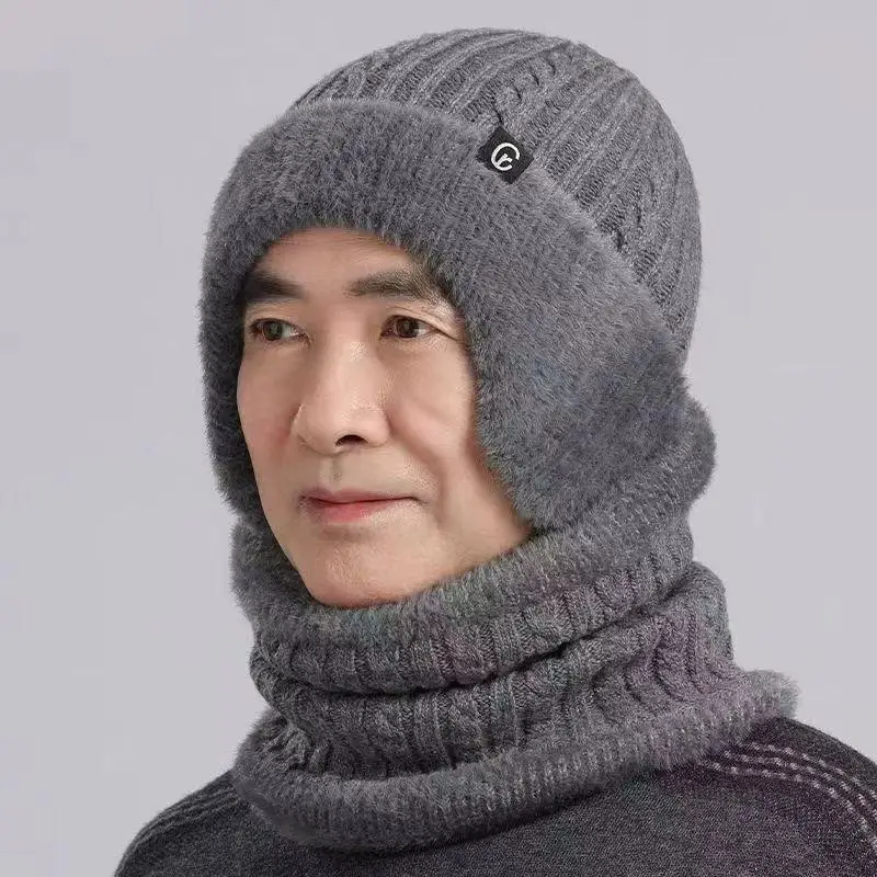 Gestrickte Biker-Mütze für Herren, Warmer Ohrenschutz, Fahrrad-Outdoormütze, Winddichte Kälteschutzmütze für Herbst und Winter, Tägliche Bekleidung für Ältere – Detail 7
