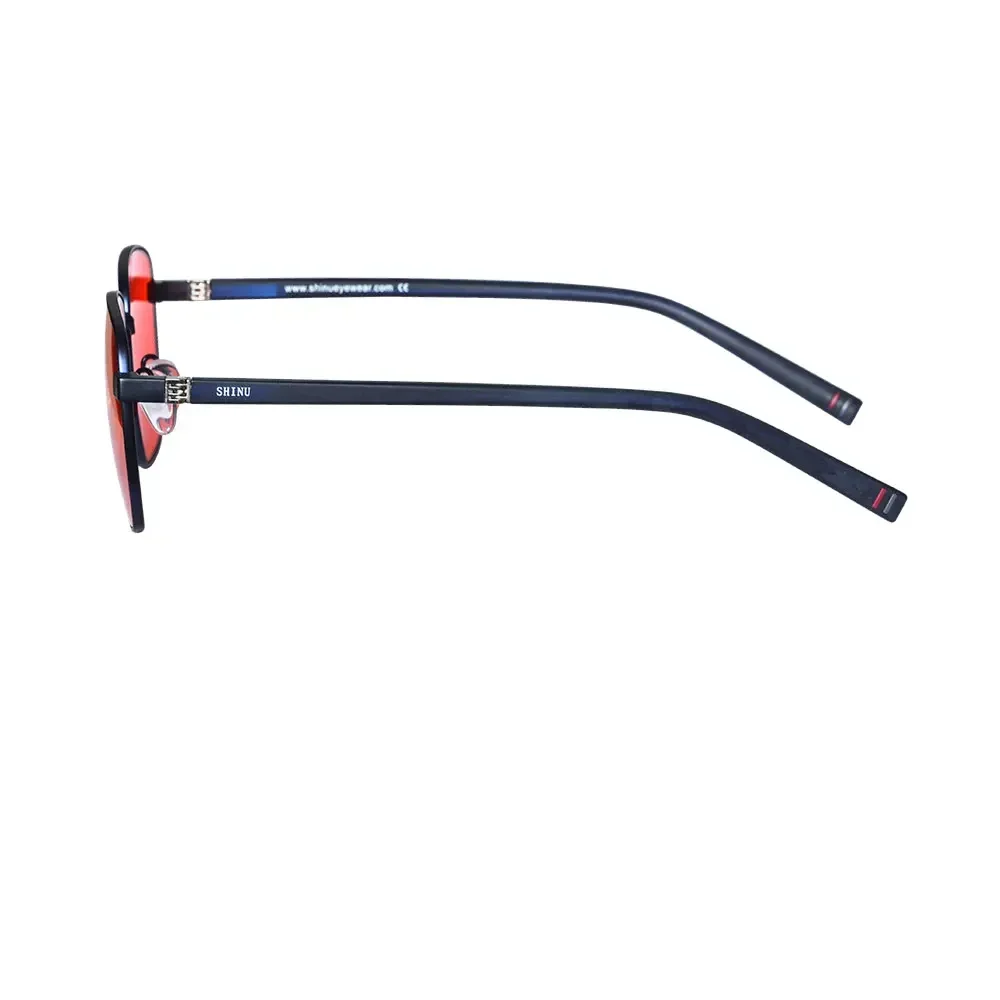 SHINU Red Orange Glasses for Eyes Anti Blue Light Men Woman Computer Glasses Help Sleep Better Eyewear Photochromic Glasses