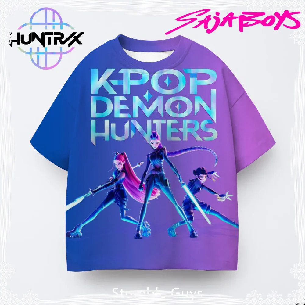 

Anime Clothes Kpop Demon Hunters Casual Fashion Kids 3D Cartton Short Sleeve Summer Boys Girls T-Shirt
