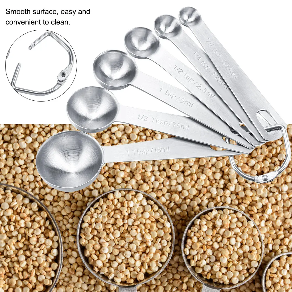 

6 шт./компл., мерные ложки из нержавеющей стали, чашки, устойчивые к ржавчине, прозрачные марки, легко чистящиеся для приправ кофе, заваривания дома