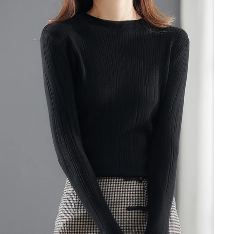 2023 Autumn Winter Casual Women O Neck Pullover Long Sleeve Sweater Korean Style Knitted Top Female Basic Solid Sweaters Jerseys