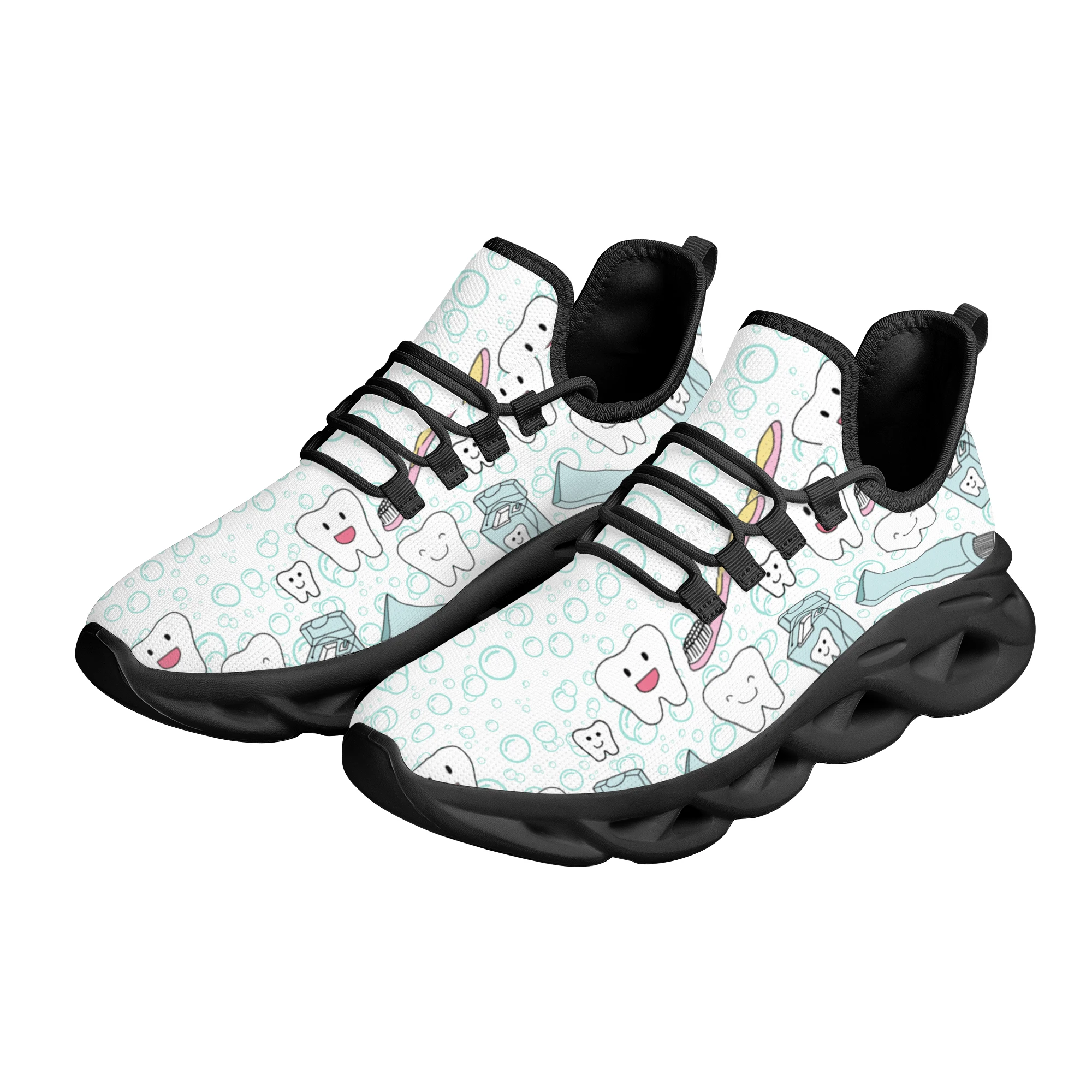 Non-Slip Outdoor Running Shoes New Tooth Design Trend Lace-up Sneakers Teenagers Students Sasual Mesh Nursing Shoes Gift