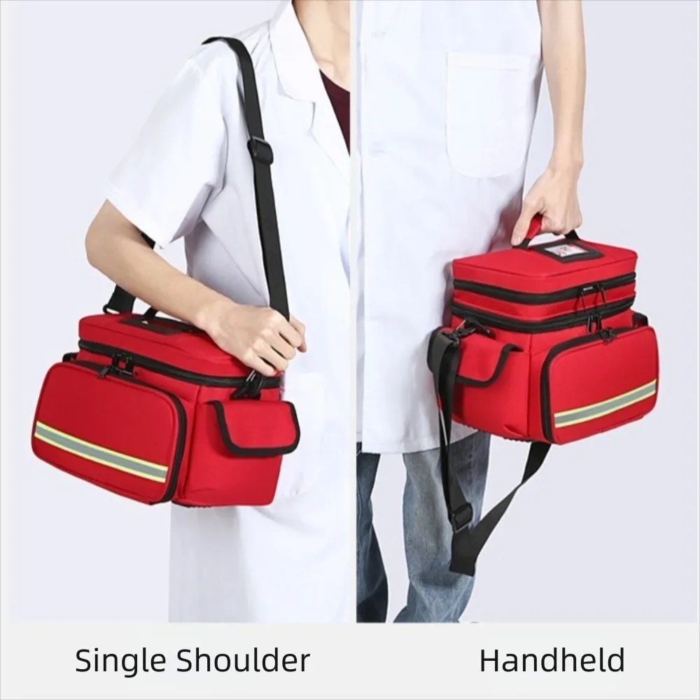 

Водонепроницаемая двухслойная аптечка, пустая большая вместительная сумка для экстренных травм, органайзер с ручкой Оксфорд, органайзер для первой помощи