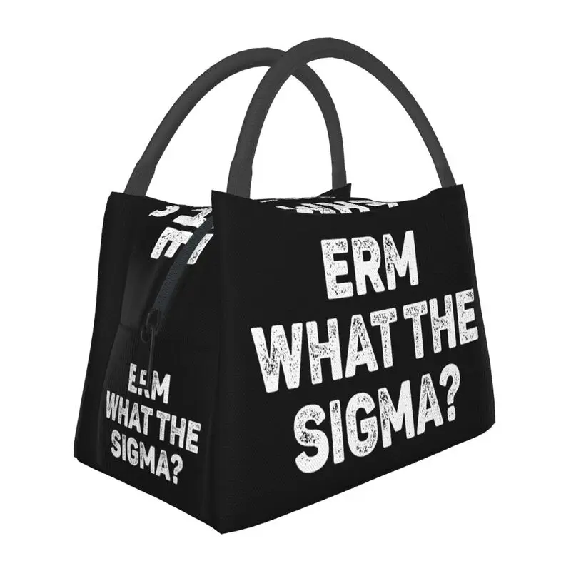 Custom Erm What The Sigma Insulated Lunch Bag for Camping Travel Humor Sarcastic Quote Leakproof Thermal Cooler Bento Box Women