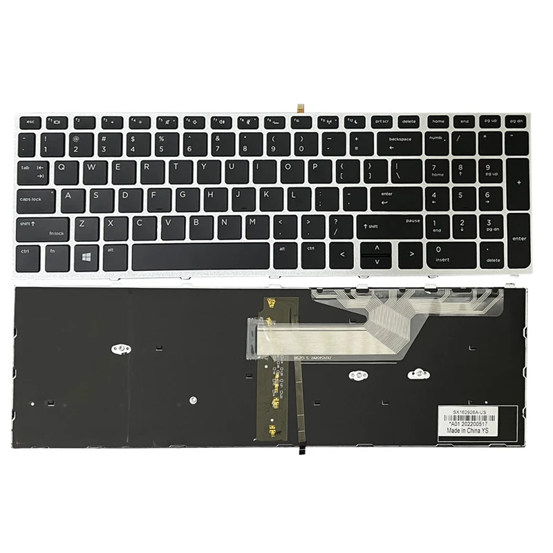 KD+For HP ProBook 650 G4 G5 L09595-001 L09593-001 Keyboard US Sliver Frame Backlit