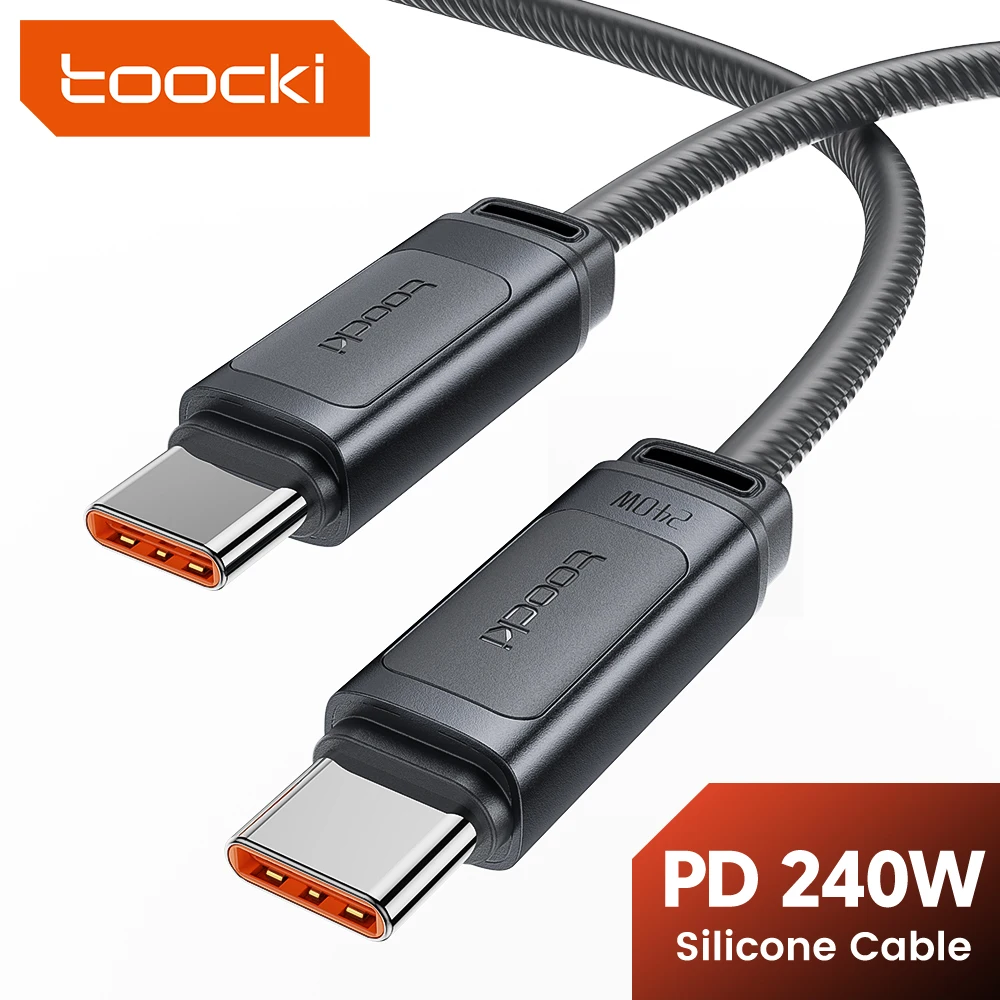 Toocki Silikon USB-C zu USB-C Kabel PD3.1 240W Schnellladegerät Typ-C zu Typ-C Kabel für Macbook iPhone 17 Samsung Xiaomi Oneplus