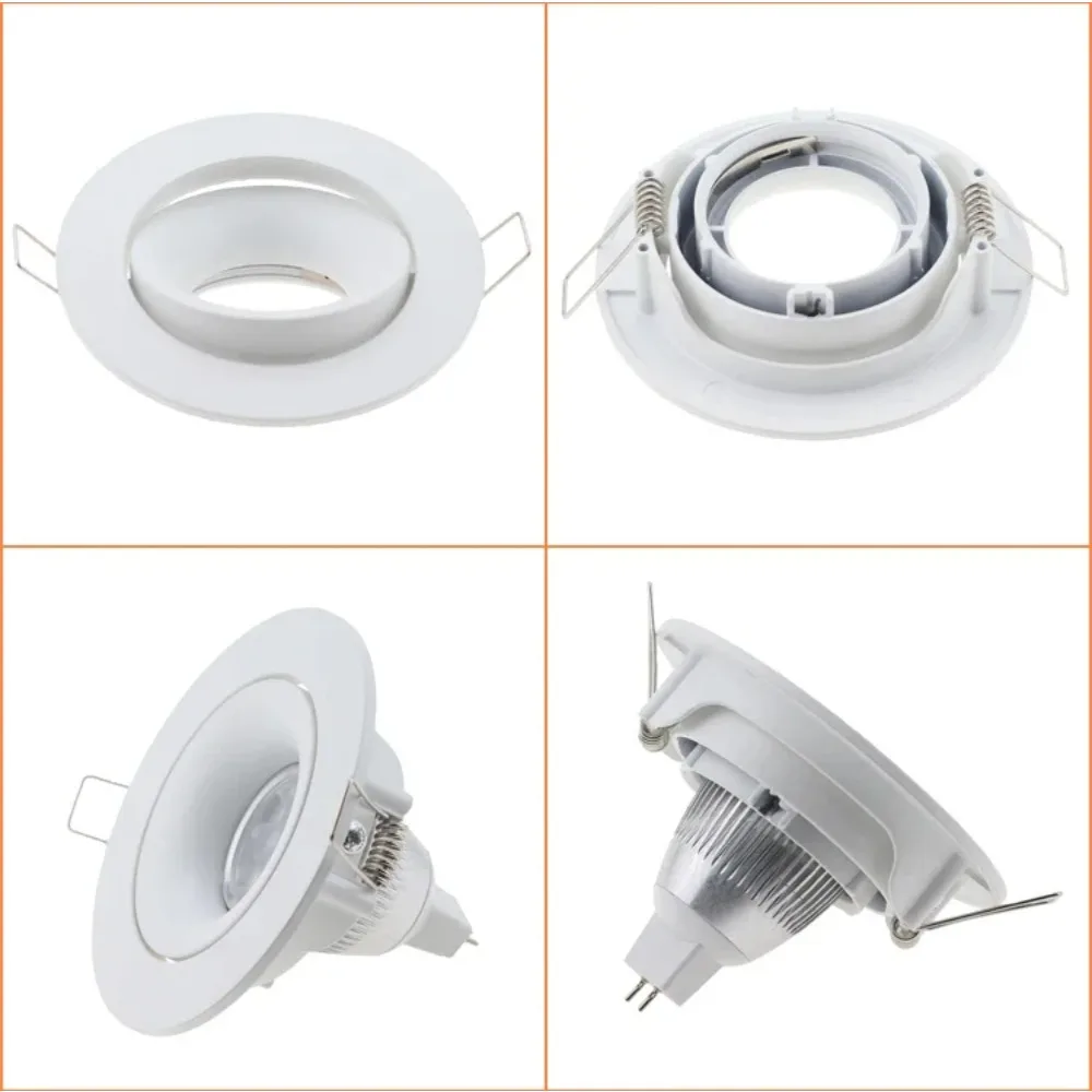 Round GU10 Recessed Downlight Black White MR16 Socket Spotlight Fitting Mounting Ceiling Spot Lights Lamp Frame Lamp Holder