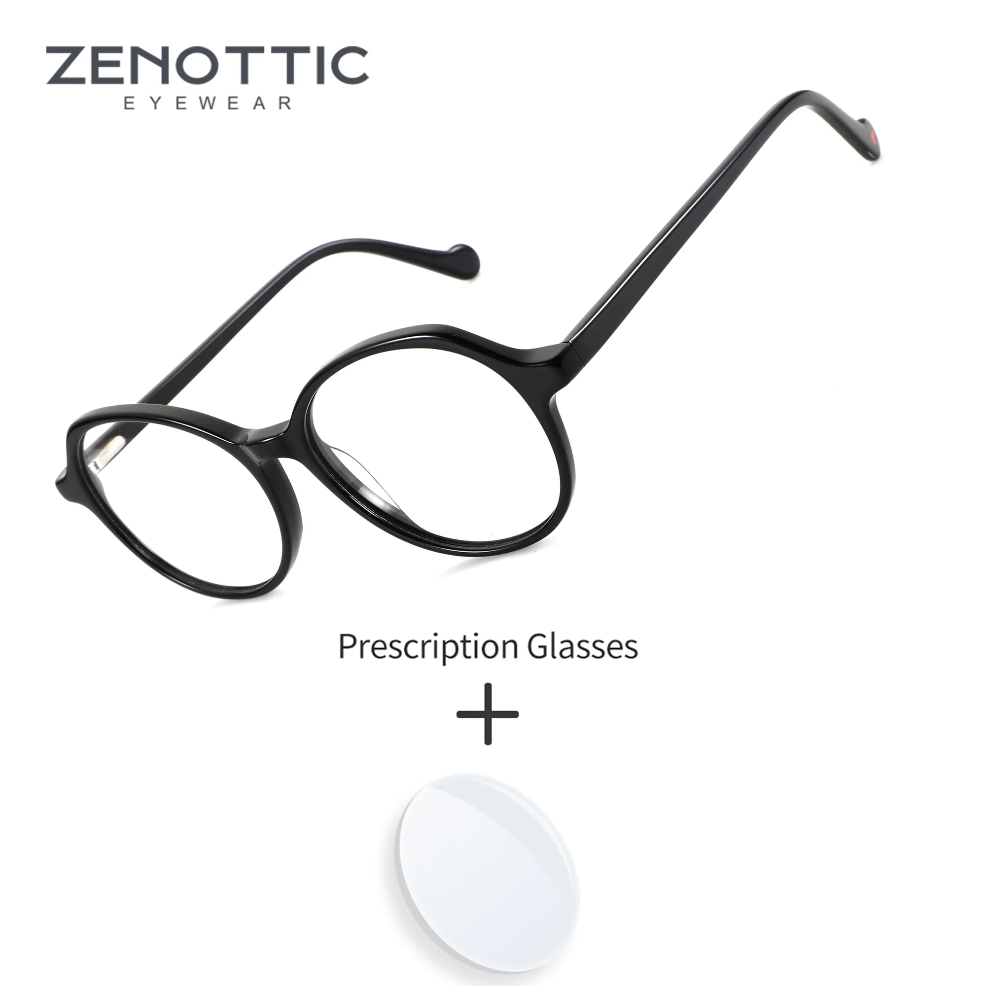 ZENOTTIC M Size Round Acetate For Women Prescription Glasses Progressive Lenses Blue Light Blocking Vintage Style Eyeglasses