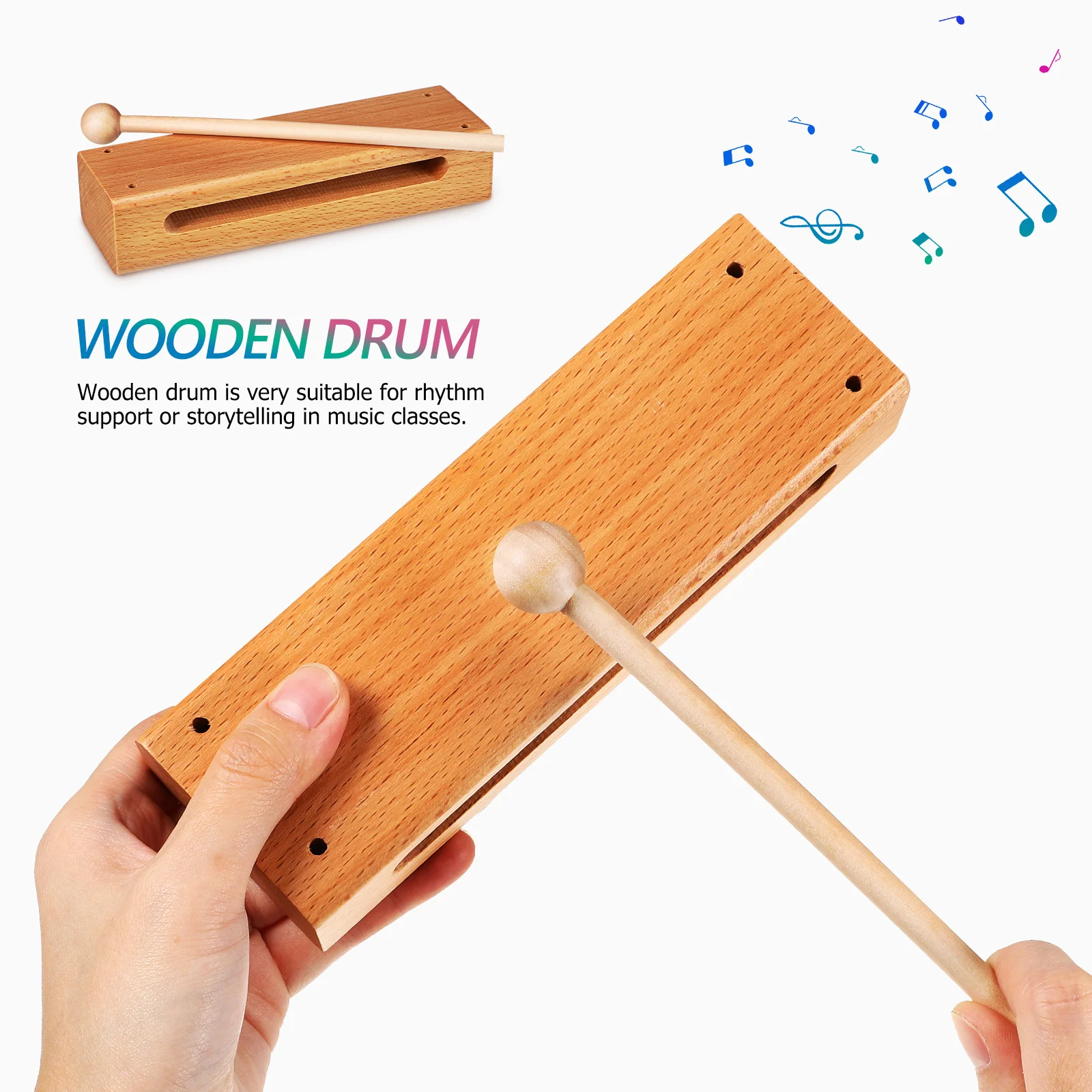 2 Sets Orff Instrument Musical with Mallets Single Tone Wood Block Toy Rhythm Blocks Instruments Percussion Handheld