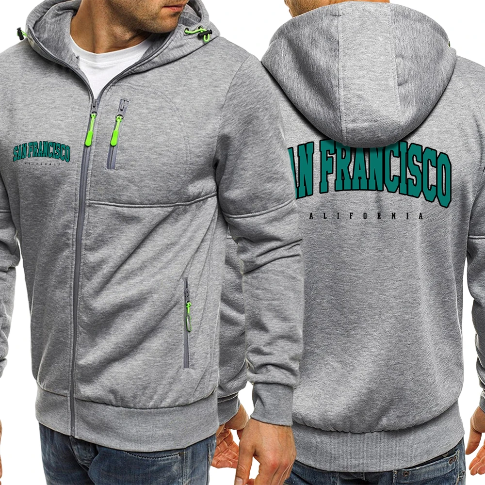 

Usa California San Francisco Men Zipper Jacket Fashion Vintage Hoodies Fleece Casual Long Sleeve Unisex Pocket Loose Clothing