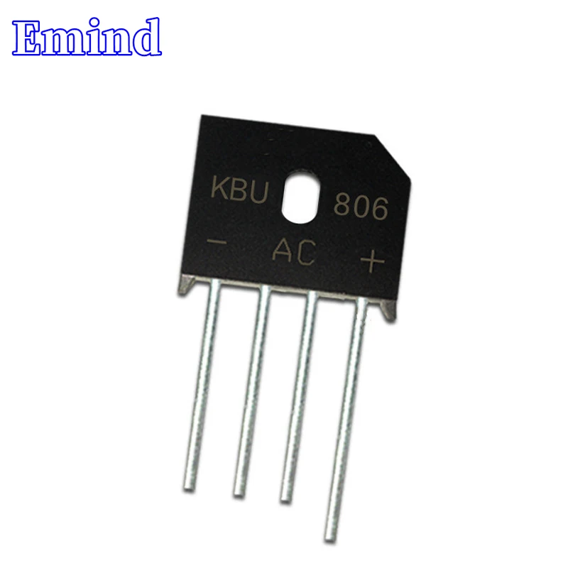 20/50/100/200/500Pcs KBU806 Bridge Rectifier KBU8J Bridge Stack 8A/600V KBU Footprint Flat Bridge Cutable Feet