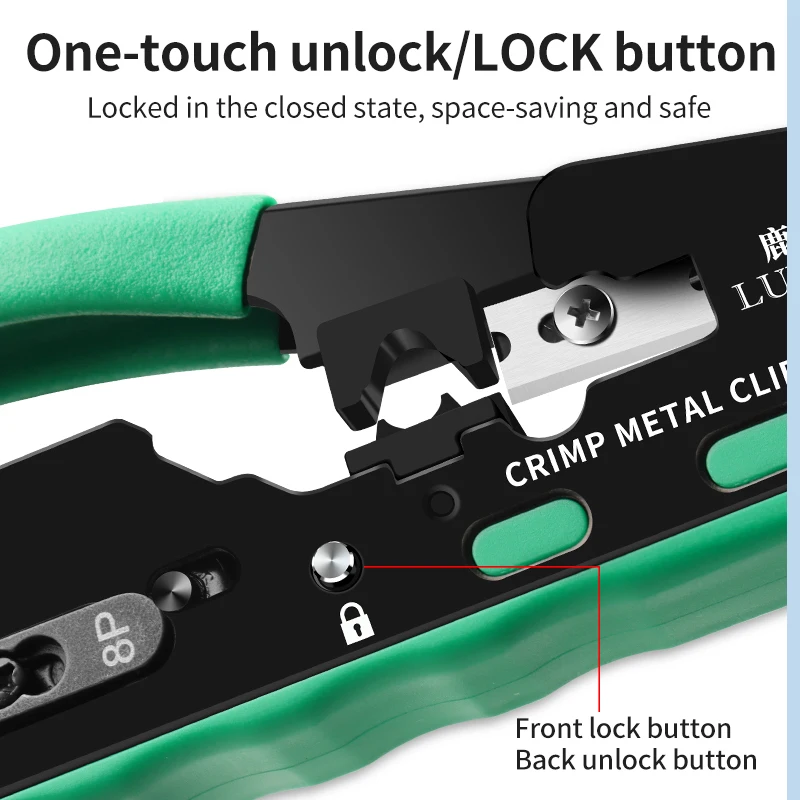 Imagem -06 - Luxianzi-cabo Ethernet Stripper Cortador Rj45 Crimper Ferramentas de Rede Alicate Através do Orifício Conector Pressionando Wire Clamp Rj11 12