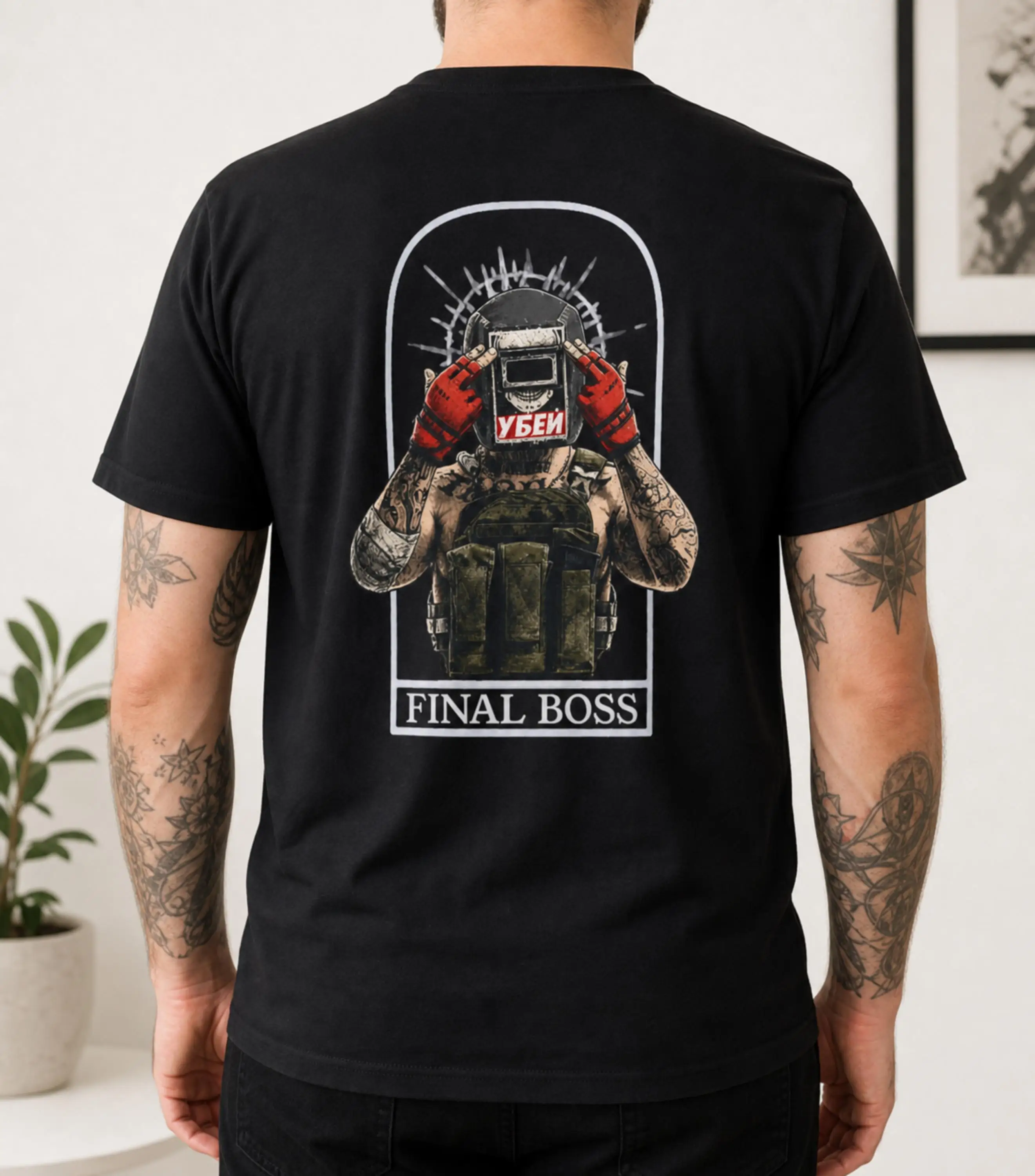 2026 New Tagilla Oversized Unisex Streetwear T Shirt Final Boss Tactical Heavy Gear Back Graphic Tee Short Sleeve Tops