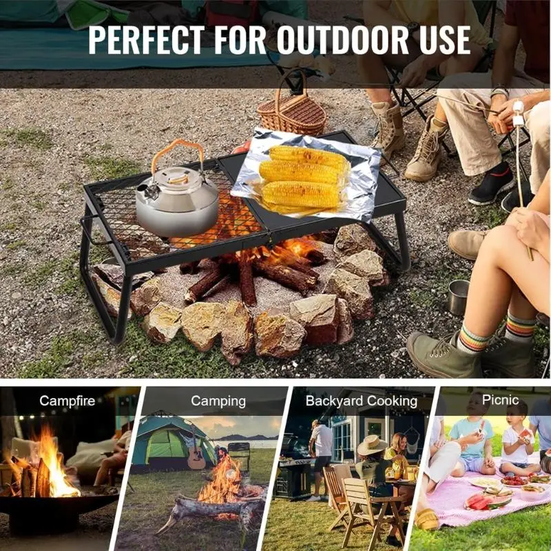 Outdoor Half Mesh Folding Table for Cooking, Hiking Outdoor Small Table KXRE