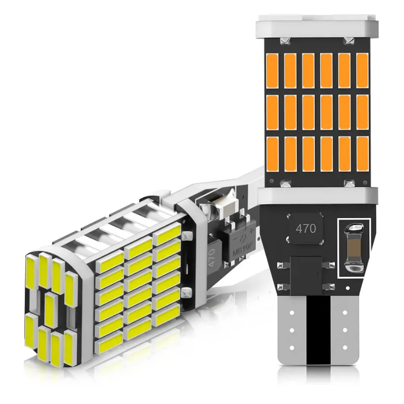 

Лампы указателей поворота T15 W16W Canbus без ошибок, 4014, 45SMD, 12 В, белые, 2 шт.