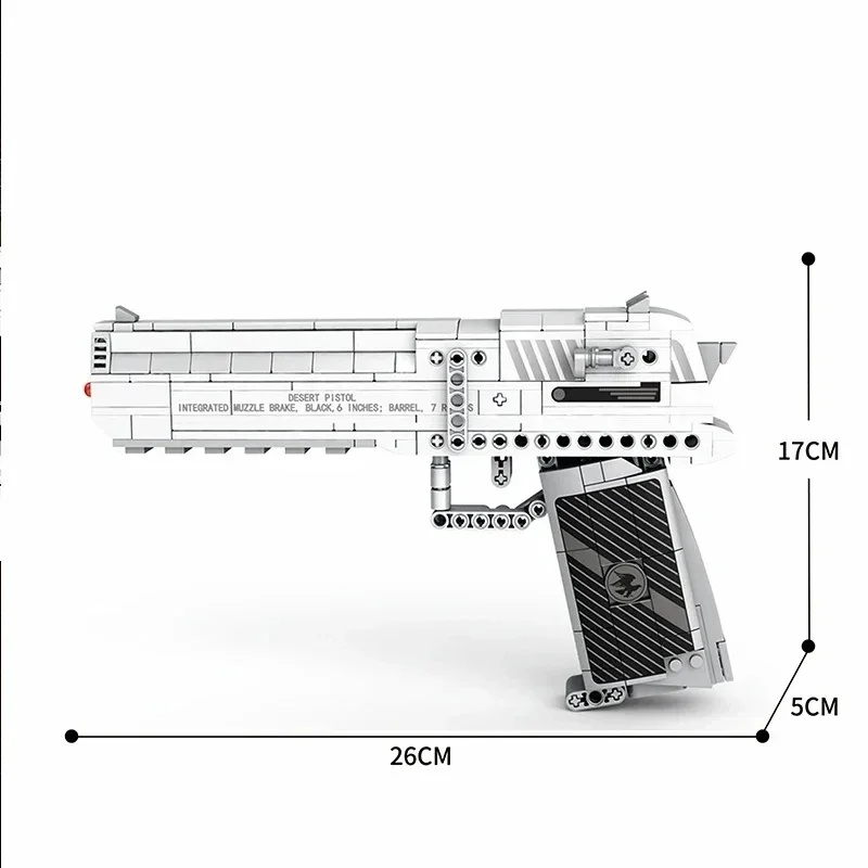 Military  Series Building Block 408PCS Desert Eagle Pistol Can Shoot Model DIY Assemble Brick Toys For Kids Christmas Gift