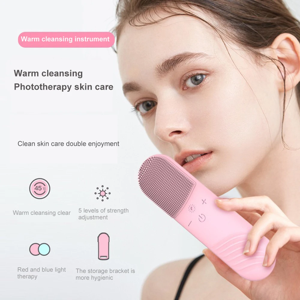 Electric Facial Cleansing Brush Silicone Sonic Face Cleaner Motor Ultrasonic Cleaning Intelligent Facial Cleansing Massage Tool