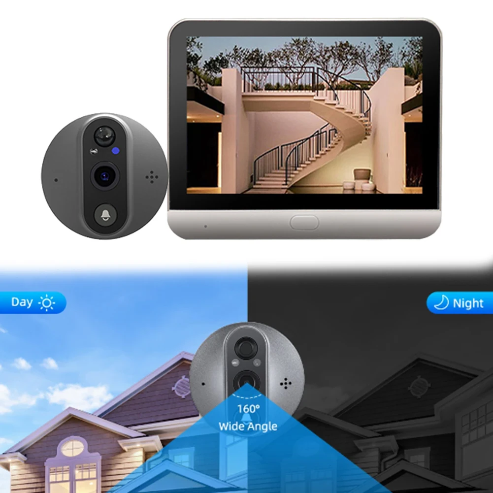 WiFi Door Peephole Viewer, 4.3 IPS Screen, Digital Door Viewer, Detecção de movimento PIR, Home Security Acessórios