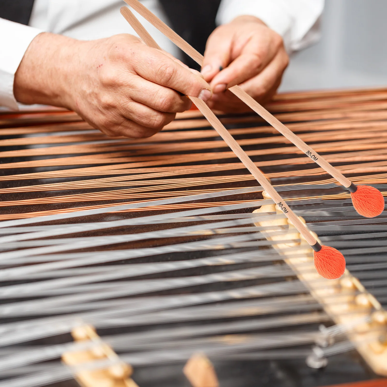 

1Pair Marimba Mallets Maple Wood Handle Yarn Wrapped Balanced Weight for Intermediate Practice Performance Drum Mallets Maple