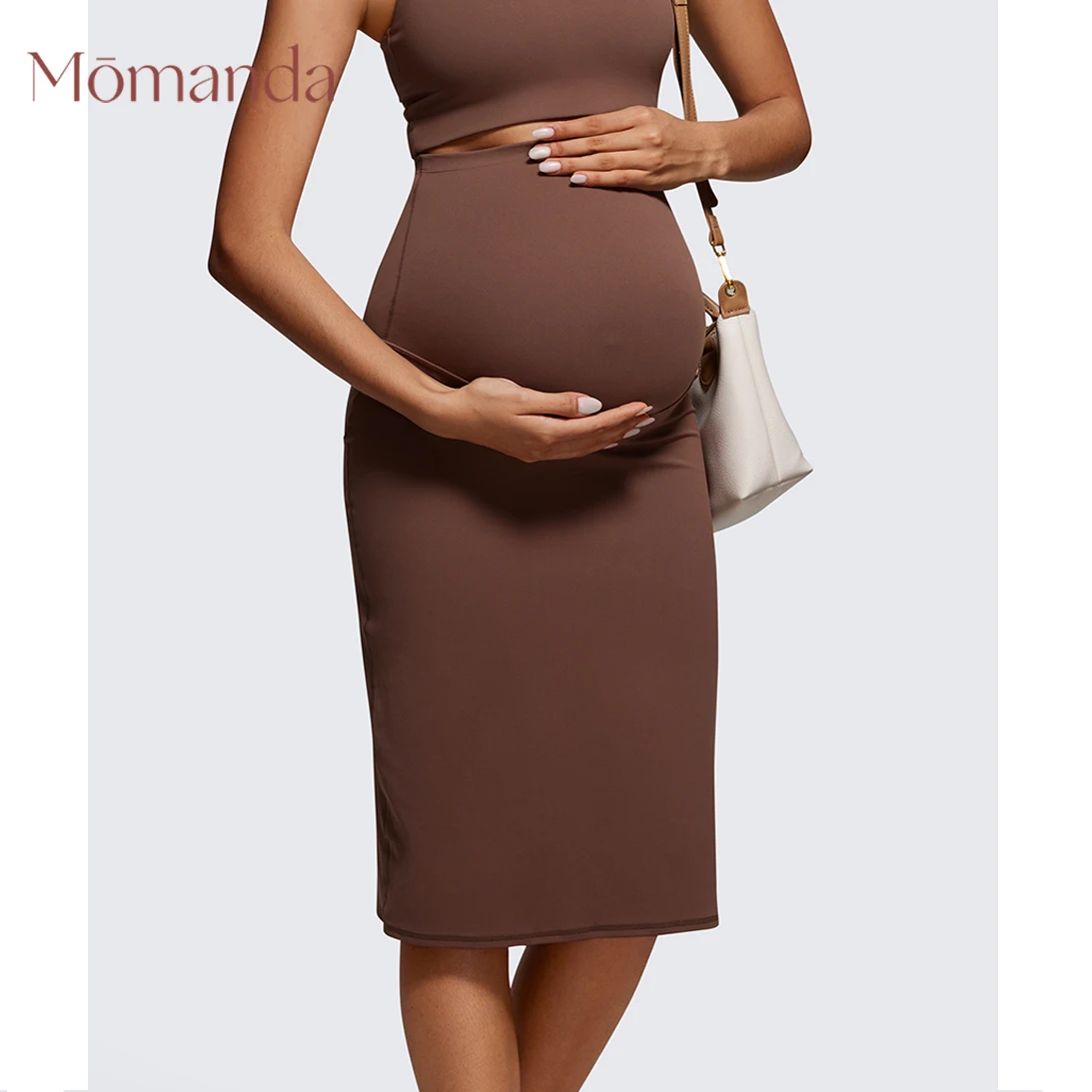 Women' s Natrelax™️ Maternity Skirt High Waist Midi Pencil Skirt with Stretchy Pregnancy Over the Belly Casual Slit Golf Work