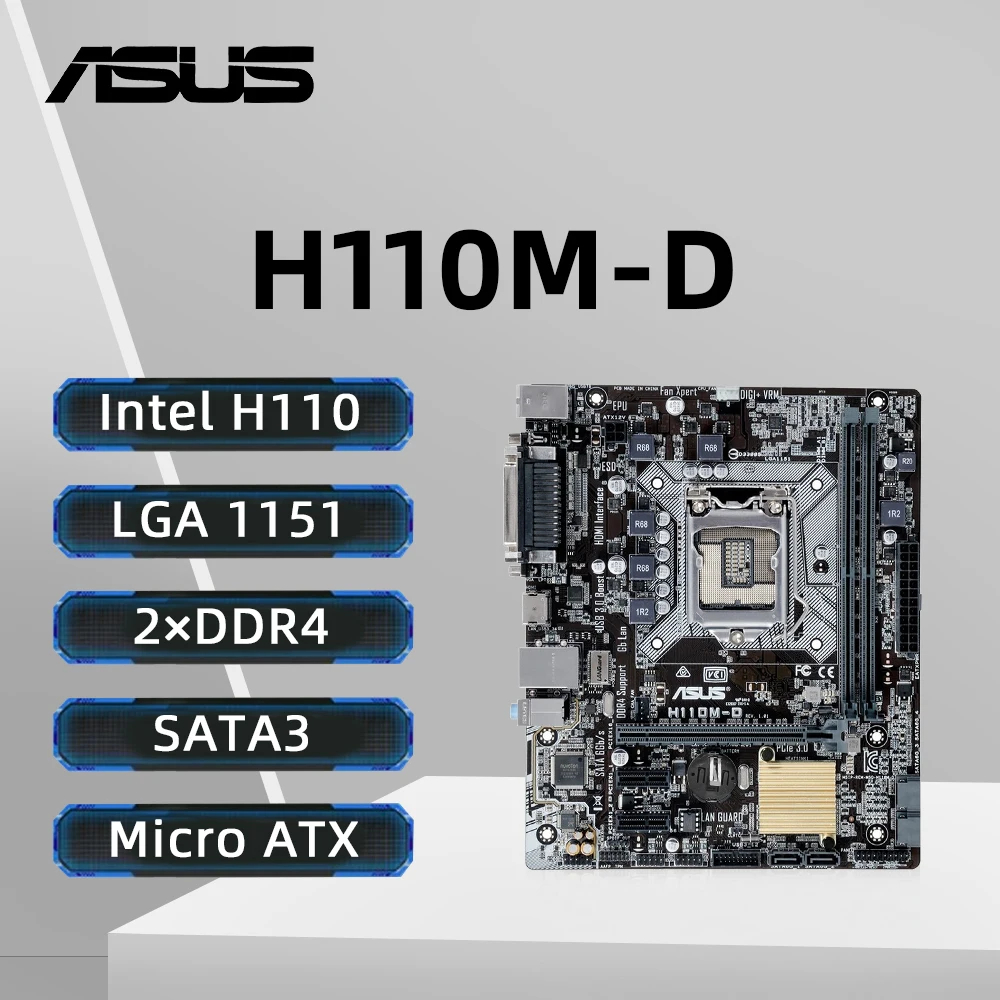 

Материнская плата ASUS H110M-D LGA 1151, поддержка i7-6700K 6700 i5-6600K 6500 i3-6300 6100, процессор DDR4 Intel H110 USB3.0 PCI-E 3.0 ATX