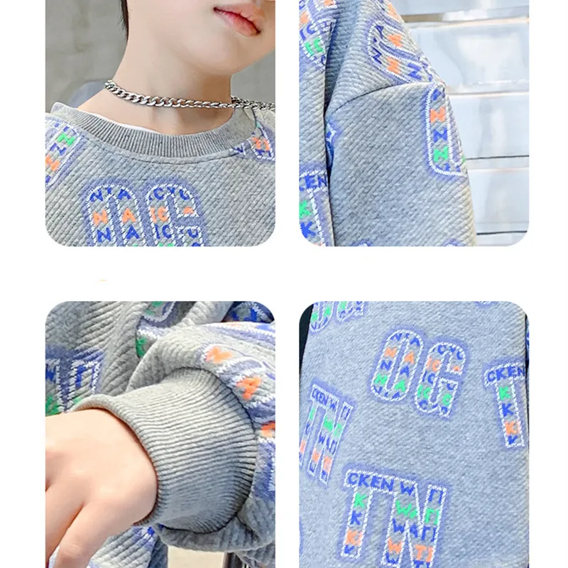 Children's Spring&Autumn Fashion Print Pullover Top Sweatshirt Cotton Kids Loose Casual Korean Teen Boys Clothes Age 4 To 14Year