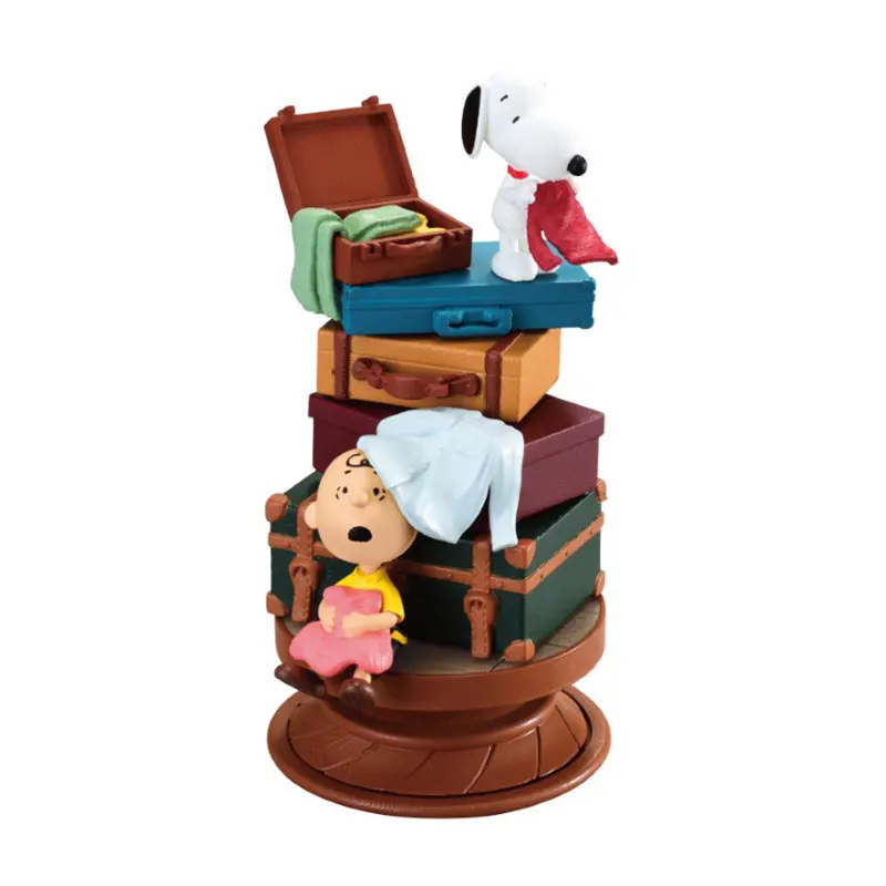Gran oferta, caja ciega Re-Ment Snoopy Series, Diorama en espiral, escena en miniatura, decoración de escritorio, regalo de cumpleaños para niña
