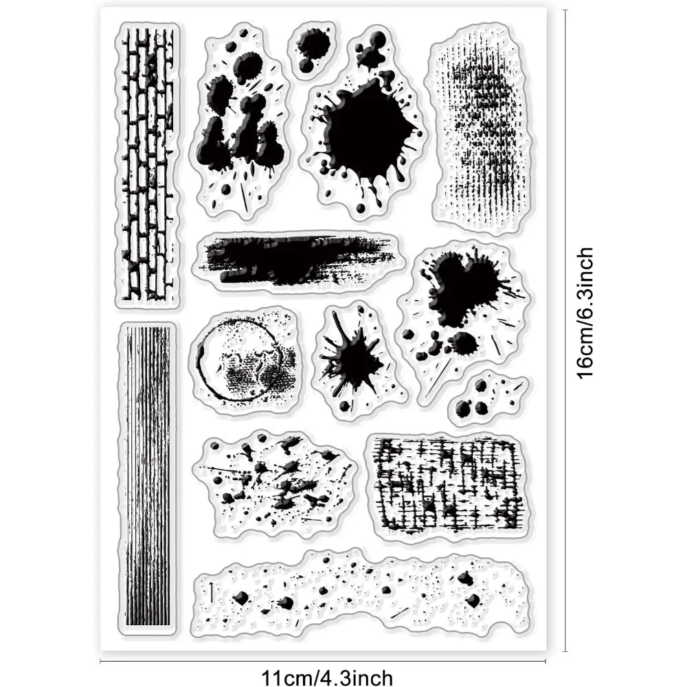 1pc Wall Tile Stain Background Clear Stamps Splatter and Brush Strokes Silicone Clear Stamp Seals for Cards Making DIY
