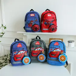 New Miniso Disney Lightning McQueen Spider-Man Anime Cartoon Children's Backpack Creative Personalized Kindergarten School Bag