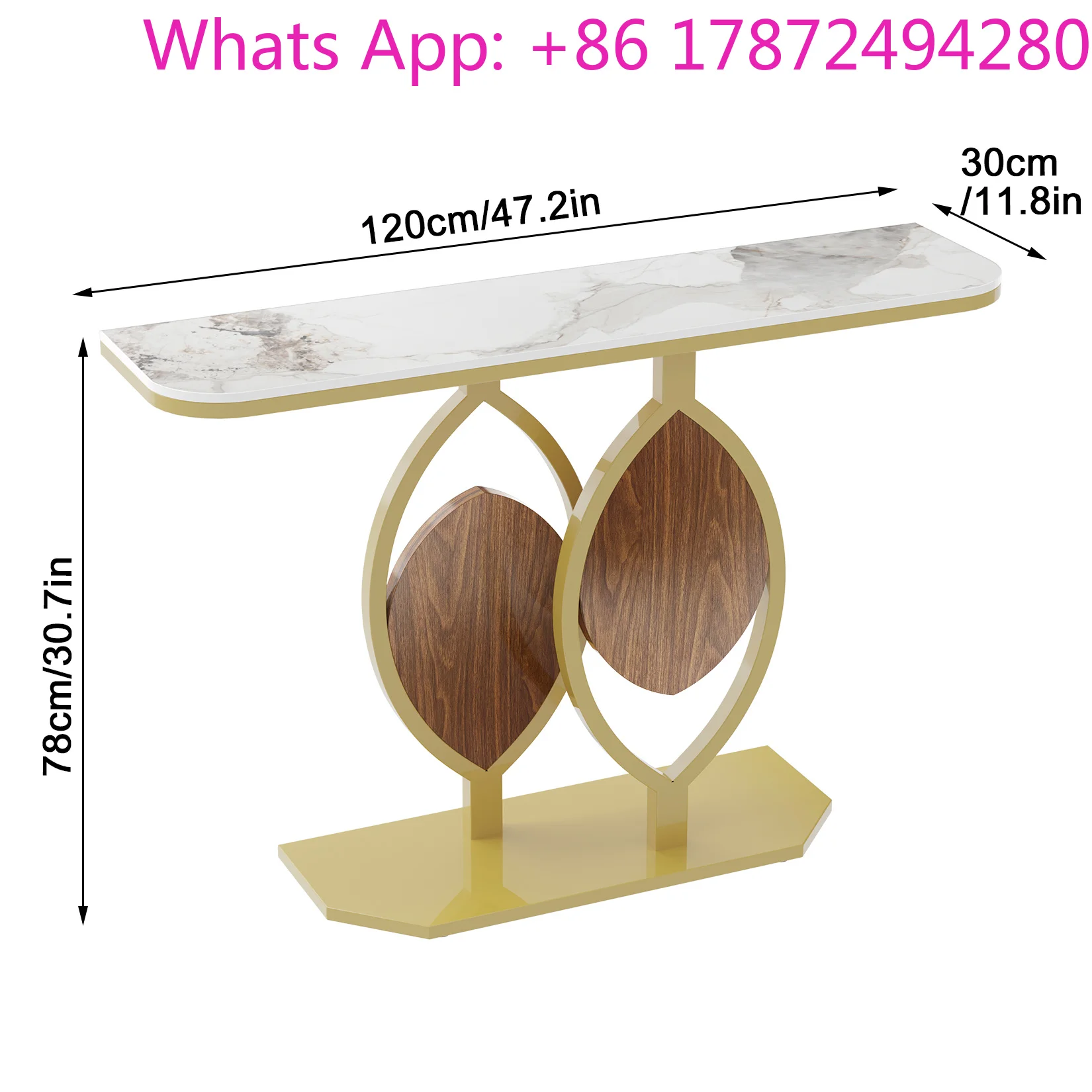 Modern Gold Console Table with Geometric Metal Base, Sintered Stone Narrow Entryway Table Foyer Table for Entrance