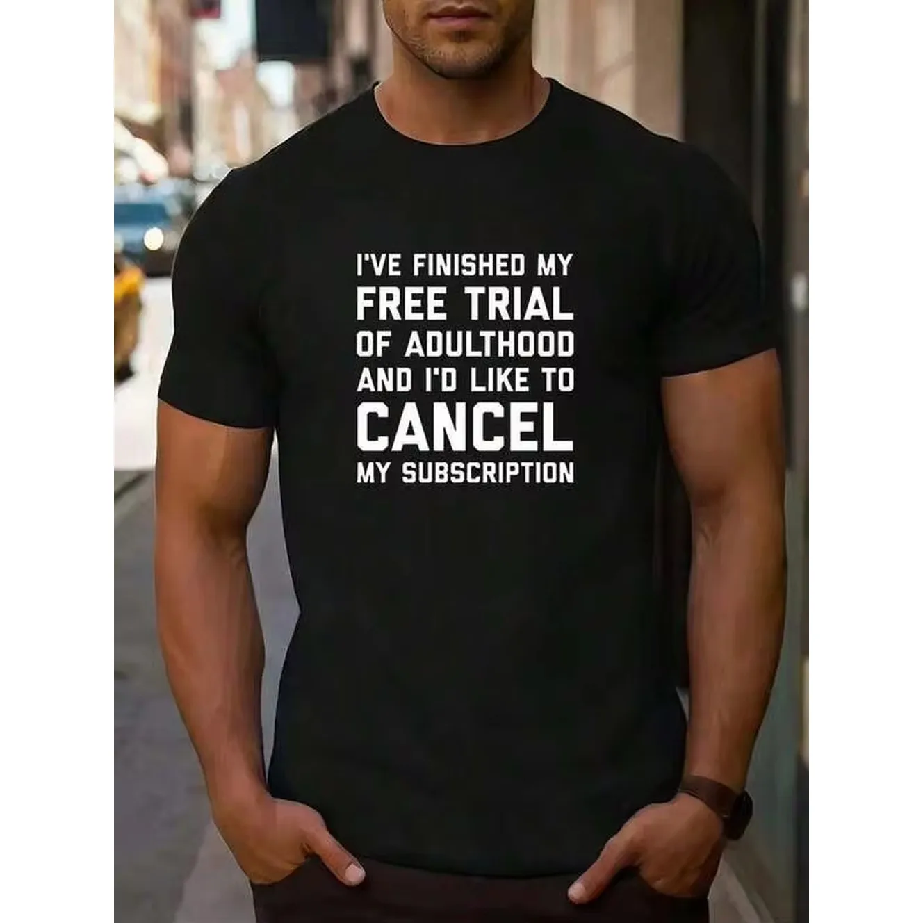 Funniest Adulting Cancellation Quote Graphic Tee For Men - Soft Crew Neck, Durable Polyester, Knitted Fabric, Casual Style, Slight Stretch For Comfort, Regular Fit, Vibrant Alphabet Pattern, Humorous Gift Idea