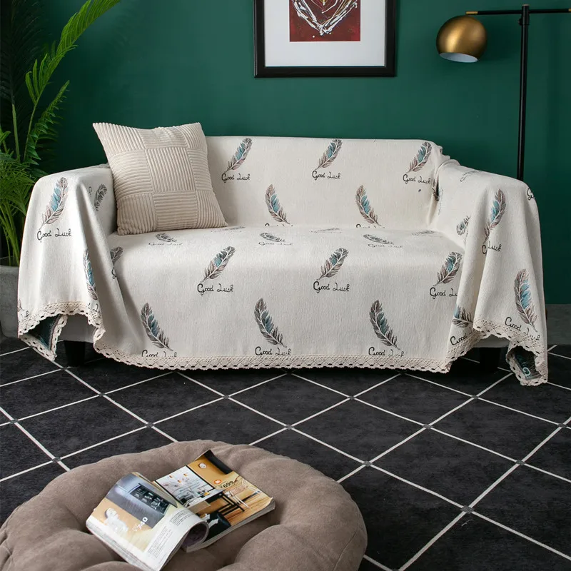 Fully Covered Sofa Towel with Feather Anti Slip Elastic and Multifunctional Sofa Cushion for All Seasons Home Textiles