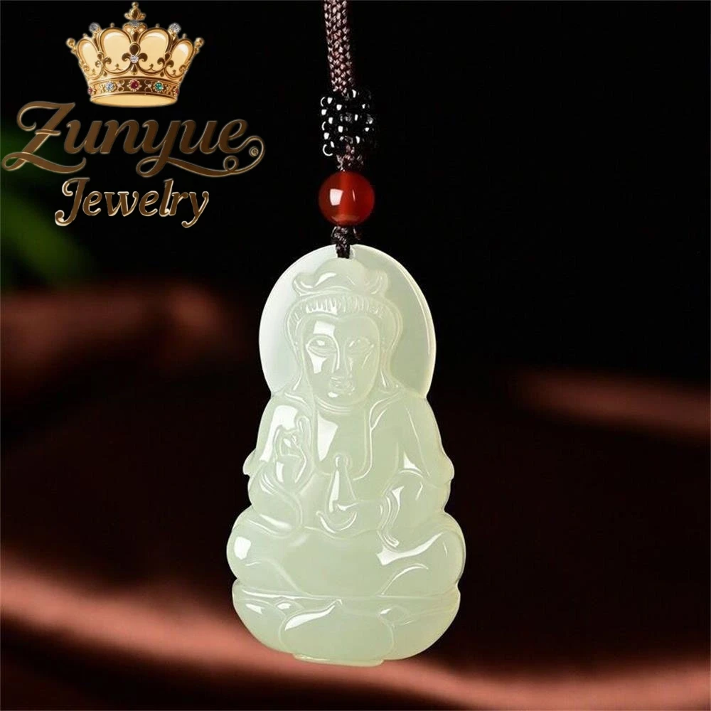 Natural Afghanistan Green White Jade Avalokitesvara, Buddha Pendant Luxury Fine Fashion Quality Jewelry Exquisite Elegant Gift