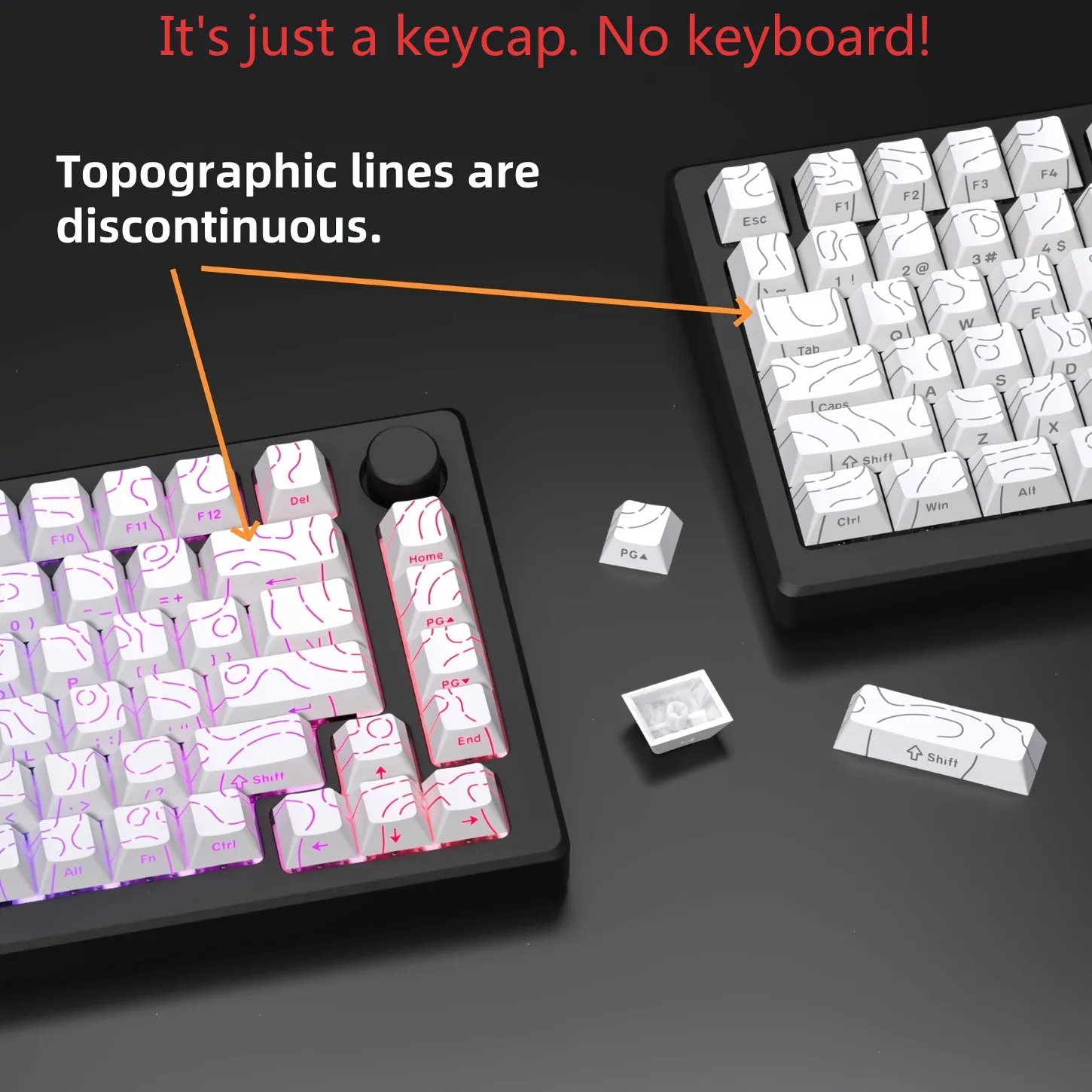 2026 Contour Line PBT Keycaps 97 Keys Cherry Profile Side Printed Backlit for 61 68 75 84 87 Mechanical Keyboard Magnetic Switch