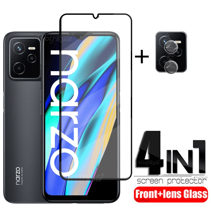 4-in-1 For Realme Narzo 50A Prime Glass For OPPO Realme Narzo 50A Prime Screen Protector For Realme Narzo 50A Prime Lens Glass