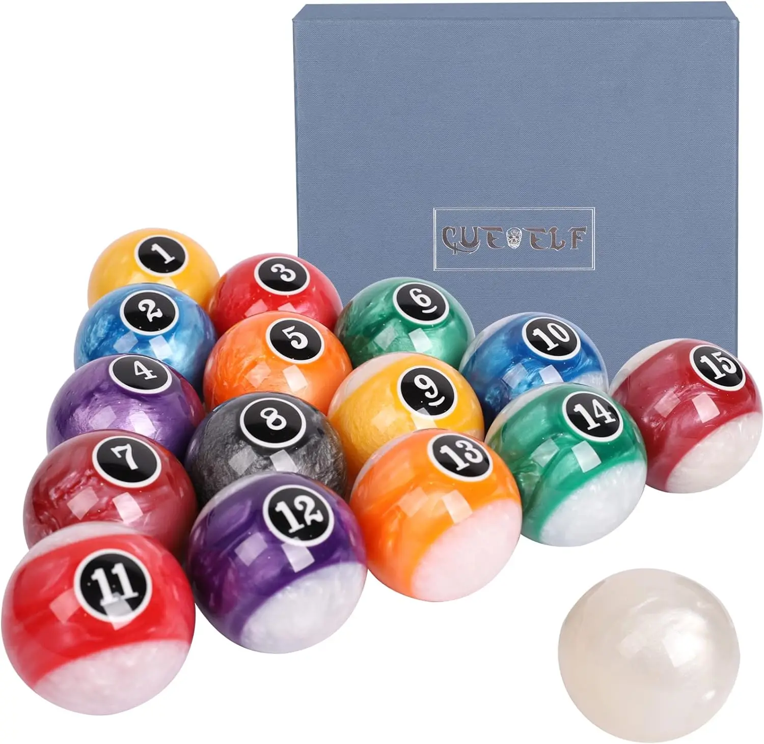 Cueelf Tournament Quality Number Ball Set 16 Balls Professional 2-1/4