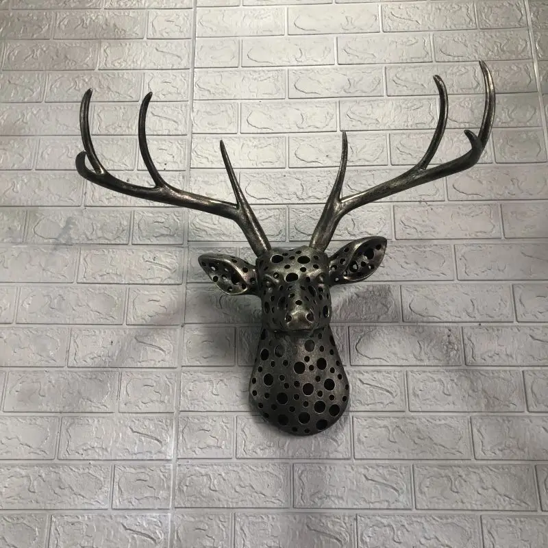European retro home wall decoration three-dimensional wall decoration ornament Internet celebrity hollow animal head wall lamp c
