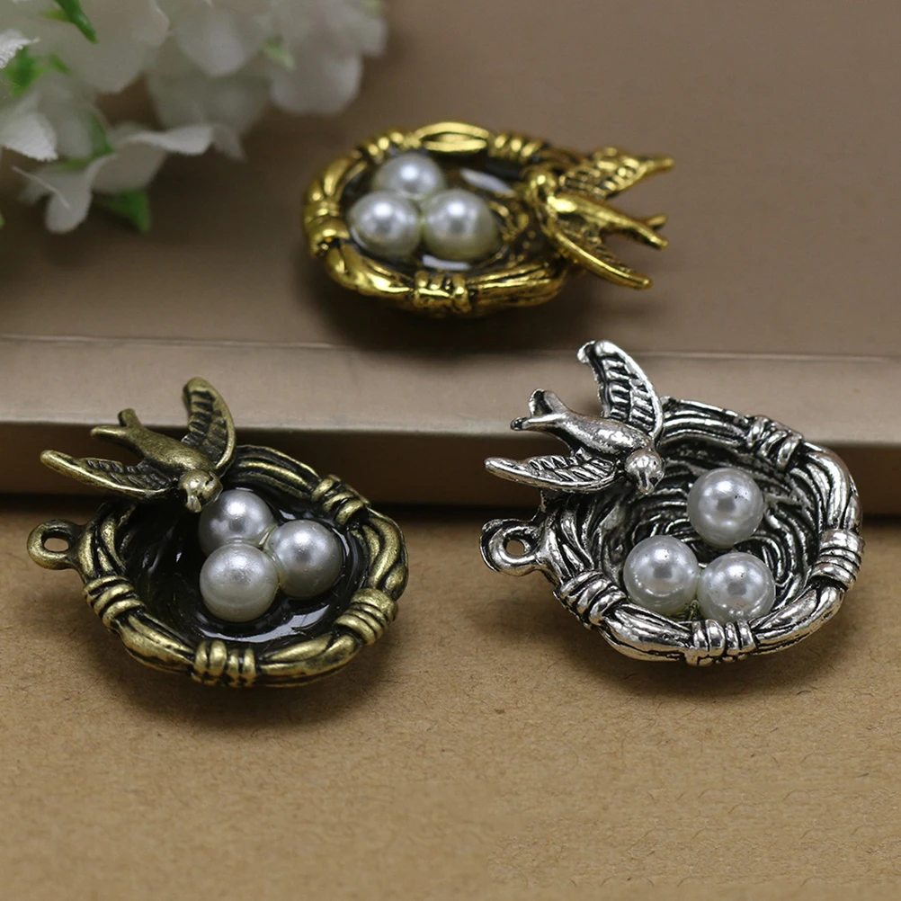

20pcs Alloy Bird'S Nest Pendant Charms Diy Jewelry Making Accessories Necklace Bracelet Keychain Decorative For