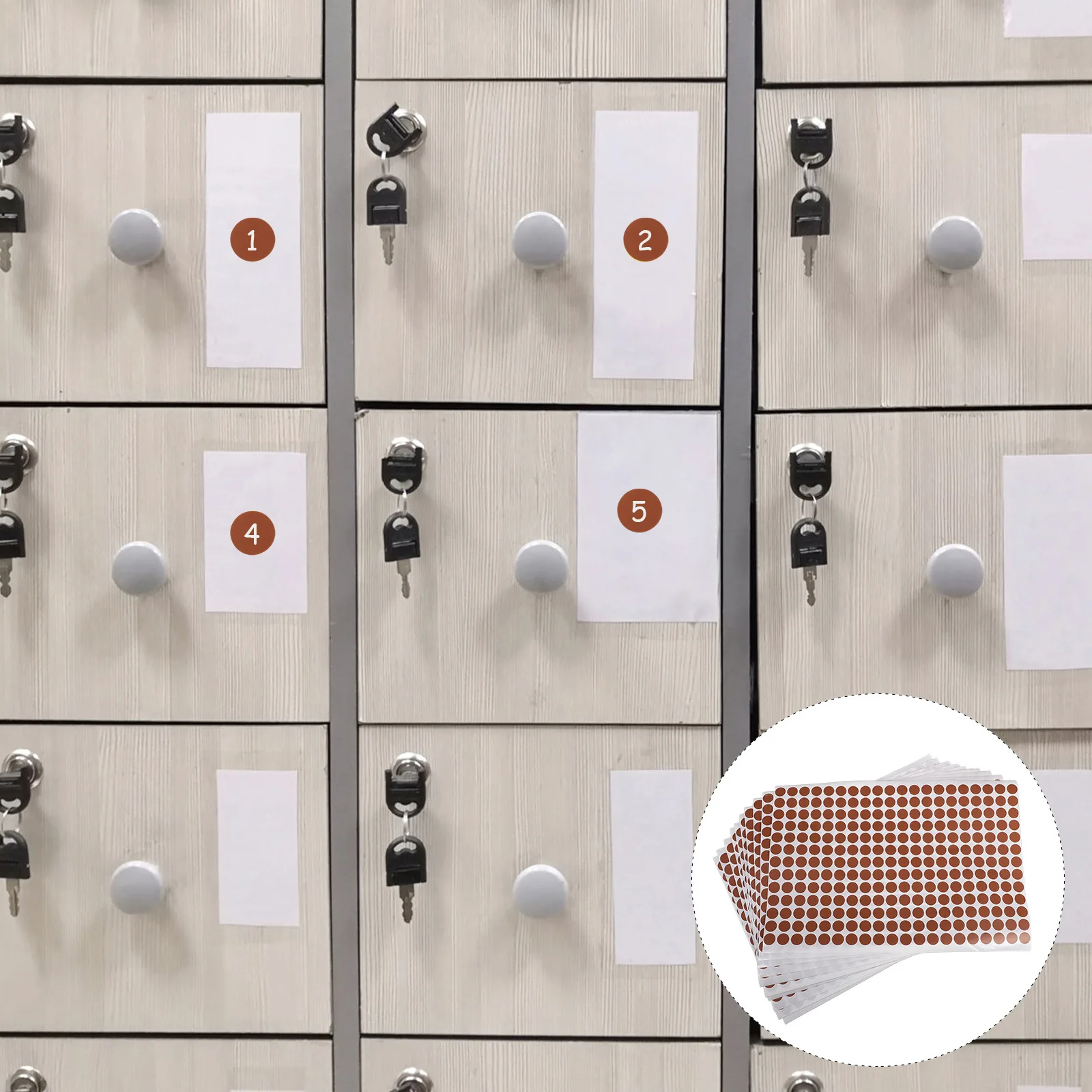 

10 Sheets Round Gold Adhesive Labels Coated Sticker Brown Dot Decals for Office School Home Decorative Multi Use