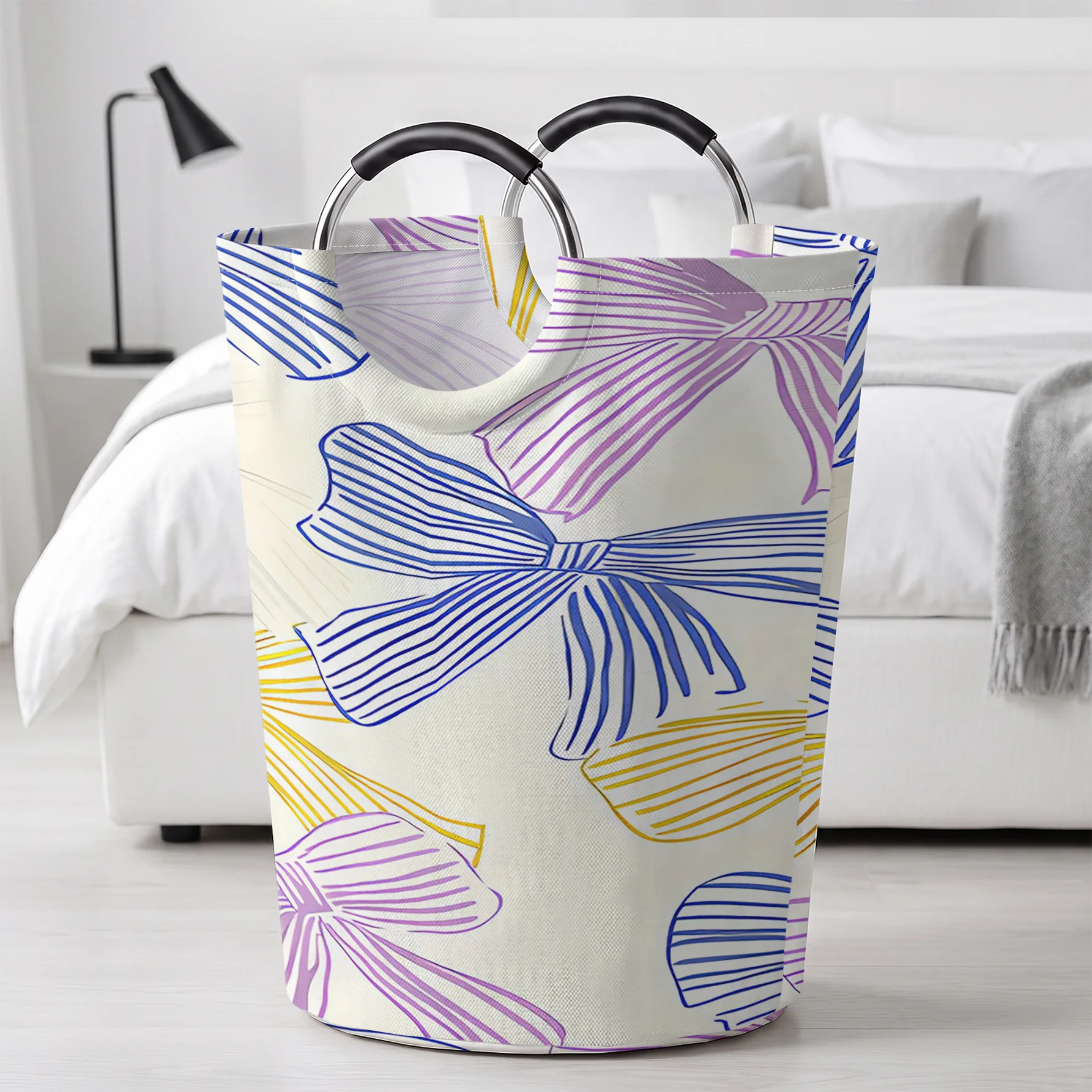 Color Line Bow All Over Print Handheld Storage Basket, For Laundry, Bedroom & Home Sundries Storage