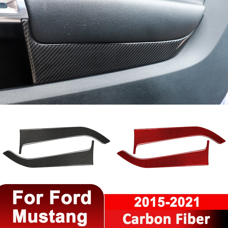 

For Ford Mustang 2015-2021 Carbon Fiber Car Front Door Anti-kick Panel Trim Cover Decorative Sticker Auto Interior Accessories