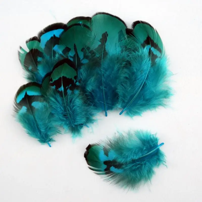 Natural DIY Pheasant Feathers Lake Blue Dyed 3-8cm Handmade Craft Supplies for Jewelry Making Costume Design Wedding Decor Bulk