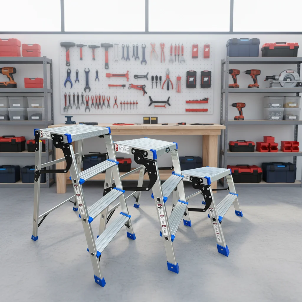 Industrial Portable Folding Ladder Stools Aluminum Modern Outdoor Work Platform 2 Steps 150kg Load Capacity Manual Lock