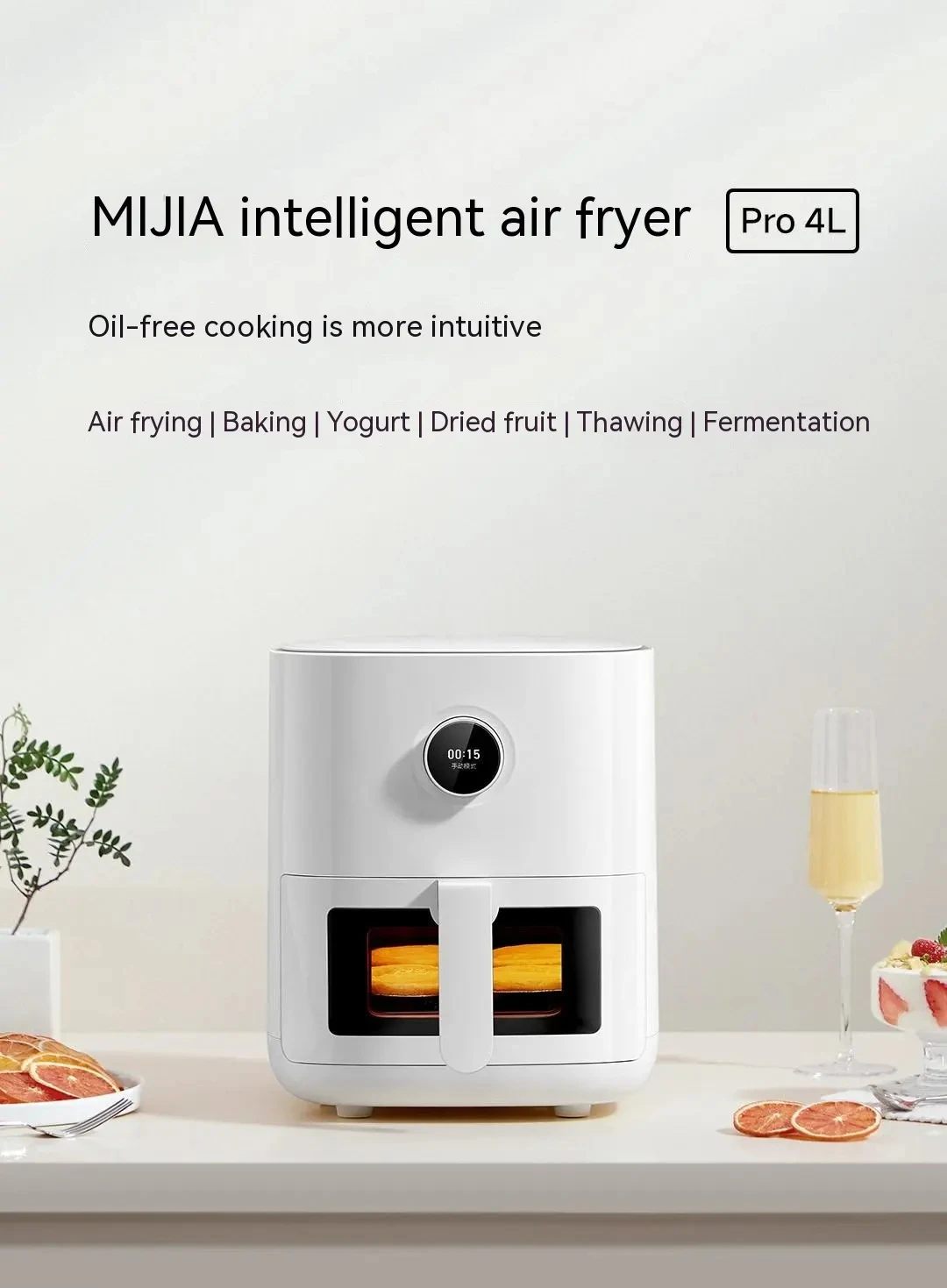 Global Mi Air Fryer 4L Timing Smart Menu APP Controle Air Fry Mi Smart Air Fryers EU