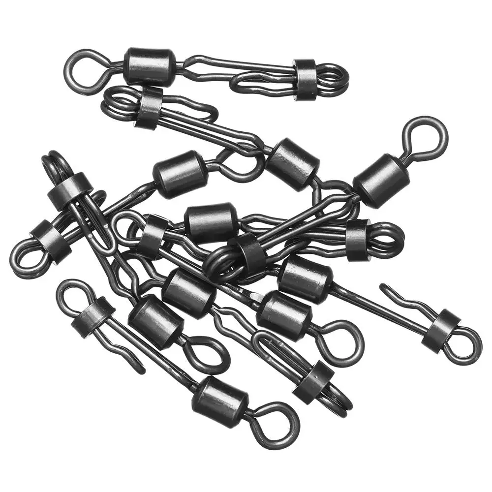 10PCS/Pack Carp Rolling Swivel With Lock Snap Quick Change 8-Shape Ring Carp Fishing Pellet Line Connector Fishing Accessories