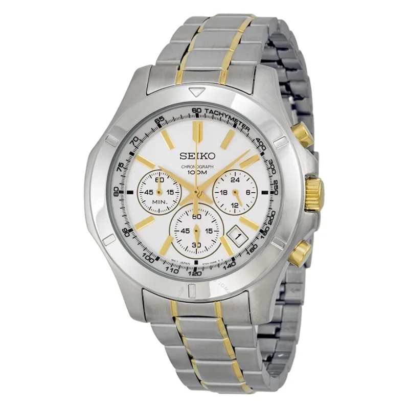 

Seiko Chronograph White Dial Two-color Intergold Men's Watch SSB107J1 Business High-end Men's Watch White Dial